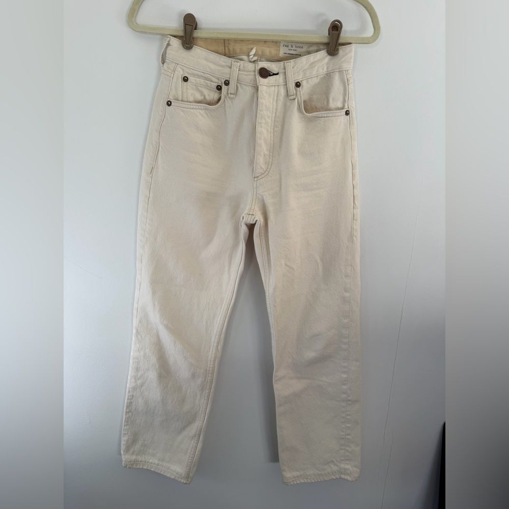 rag & bone Women's Cream high raise Straight Leg Jeans
